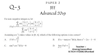 JEE Advanced 2019 Math Paper 2 Q 3 solution  IIT JEE Maths  jeeadvanced2019 projecteducation [upl. by Aerdnad310]