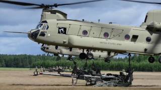 M777 Howitzer Sling Load Training at Saber Strike 17 [upl. by Atnaloj]