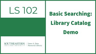 Basic Searching Library Catalog Demo [upl. by Madaih]