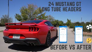 Adding Power to My 2024 Mustang GT  Long Tube Headers vs Stock – Sound Comparison amp 60130 Times [upl. by Eriam]