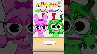 Sprunki PINK vs Green Emoji Eating Challenge MOOMOOSTUDIO sprunki pinkfood greenfood emoji [upl. by Aleirbag32]