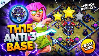 The ULTIMATE TH15 ANTI 3 STAR BASE with LINK 2024  Town Hall 15 War Base ANALYSIS  PROOF Replays [upl. by Khajeh]