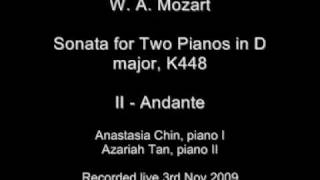 Mozart  Sonata for Two Pianos in D major K448 2nd movement [upl. by Anoerb]