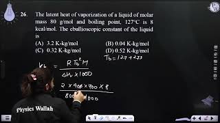 The latent heat of vaporization of a liquid of molar mass 80 gmol and boiling point 127 C [upl. by Halludba]