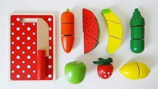 Wooden toy velcro cutting fruit cooking playset [upl. by Leontine]