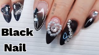 【subeng】화려한 블랙 그라데이션네일🖤  리페어  셀프네일  파츠네일  selfnail  nail nailart [upl. by Werdnael]