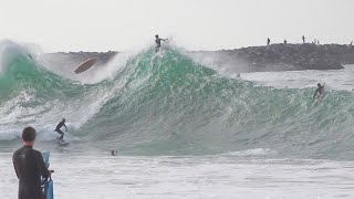 PRO Surfers and Skimboarders charge INSANE shorebreak at Wedge  Spring 2021 [upl. by Ecidnacal869]