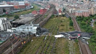 Genova crolla ponte Morandi il disastro ripreso dal drone [upl. by Yelime]