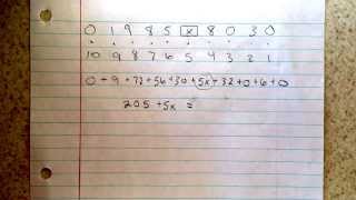 ISBN number finding a missing digit that is not the check digit [upl. by Hafirahs890]