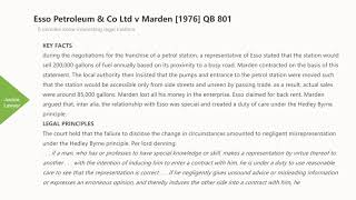 Case Law Contract negligent misrepresentation Esso Petroleum amp Co Ltd v Marden 1976 QB 801 [upl. by Sven]