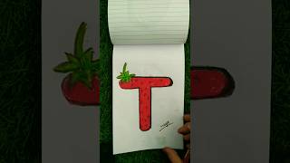 How to draw T letter litchi drawing ll t letter litchi drawing kase bnaye 🎉shortsdrawingviral3d🌺 [upl. by Aizek]