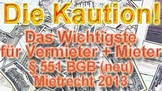 Wichtiges zum Thema Mietkaution § 551 BGB MietRÄndG Anlage  Begrenzung  Vermietershopde [upl. by Odnanref]