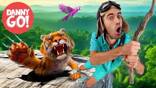 “Escape From Tiger Island” Jungle Adventure 🐅🌴 Floor is Lava Game  Danny Go Songs for Kids [upl. by Ahtikal307]