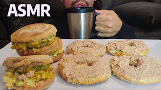 BAGELS ENGLISH MUFFINS EGGS AND PORK CRETONS PATE BREAKFAST ASMR CRUNCHY EATING SHOW [upl. by Hama]