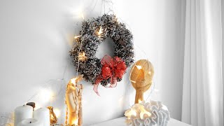 Świąteczny wianek stroik z szyszek bez gotowej obręczy DIY tutorial  Pinecone Wreath 🎄🎅 [upl. by Yrrok399]