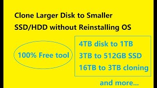 Free CloneMigrate Larger Disk to Smaller SSDHDD without Reinstalling OS or Losing Data [upl. by Adnolohs]