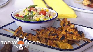 Salmon shrimp and chicken skewers Get the 3 zesty recipes [upl. by Nniuq]