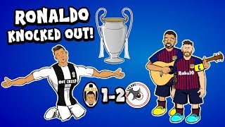 😊RONALDO OUT😊 Juve vs Ajax amp Barca vs Man Utd Parody Goals Highlights Champions League 2019 [upl. by Appilihp]