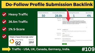 High Quality Do Follow Profile Submission Backlink  How to Create Do Follow Backlink  2024 [upl. by Vyky]