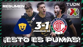 Resumen y goles  Pumas 31 Toluca  CL2023 Liga Mx  J15  TUDN [upl. by Arekat]