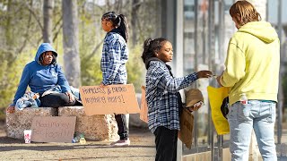 Homeless BAREFOOT Asking for Help Then Giving Back 500 [upl. by Siron389]