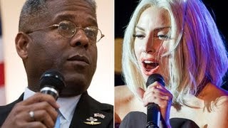 Lady Gaga vs Allen West  Gay Pride Defiling the Anthem [upl. by Ahsenar]