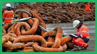 Incredible manufacturing process from scrap steel to rebar then giant chain and nail nipper [upl. by Jo-Ann]