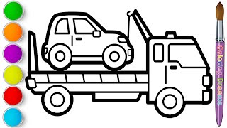 Learn How to Draw a Tow Truck and Coloring for Kids  Painting a Car Step by Step  Easy Drawing [upl. by Uos]