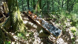 Firecarved log as a cabin’s ridge cap [upl. by Cypro]