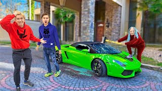 HID MY LAMBORGHINI at CARTER SHARERS HOUSE TO STOP SCARY OLD LADY [upl. by Remmer]