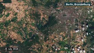 VorherNachherBilder SatellitenAufnahmen der ESA zeigen extreme Hitzeauswirkungen auf Europa [upl. by Kilby]