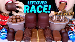 ASMR LEFTOVER DESSERT RACE GIANT CHOCOLATE MARSHMALLOW OREO EGGS MAGNUM MALTESERS MOUSSE CAKE 먹방 [upl. by Ikkin169]