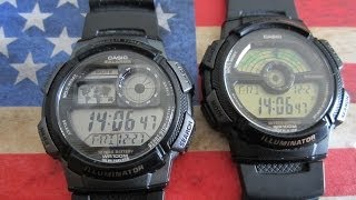 Casio AE1000W1AVEF  AE1100W1BVEF Digital Watch Comparison Review [upl. by Ariaj]