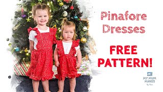 PINAFORE DRESS FREE PATTERN  Sewing Kids Clothes Tutorial DIY Christmas Outfit Ideas for Kids [upl. by Jaquelin]