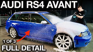 First Wash Audi RS4 Avant Wagon RARE Nogaro Blue Full Detail [upl. by Canotas]