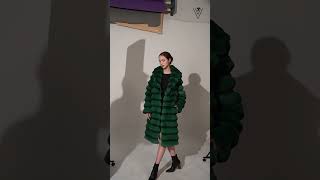 Green Shawl Collar Faux Fur Long Coat fashiontrends styelish winterfashion fashioninspo [upl. by Phalan499]