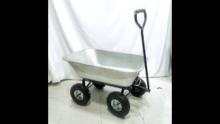 metal tray dump cartTC2145NPopular Heavy Duty pull Dump Garden Tipping CartTransport trolley [upl. by Hluchy]