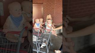 How to shop with Triplets and a Toddler 🤣 mom dad triplets baby cute [upl. by Graehme472]