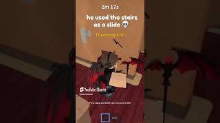 he used the stairs as a slide 😁 mm2roblox mm2 mm2gameplay [upl. by Arerrac]