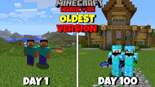 We Survived 100 Days In Oldest Version In Minecraft Hardcore  Duo 100 Days [upl. by Lavud]