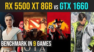 RX 5500 XT 8GB vs GTX 1660 test in 9 games  1080p [upl. by Chappy]