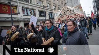 Protesters across Canada show support for antipipeline camp in northern BC [upl. by Elinet833]