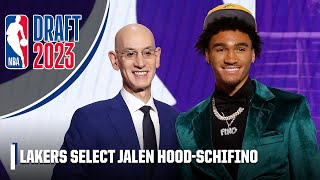 The Los Angeles Lakers select Jalen HoodSchifino with No 17 overall pick  2023 NBA Draft [upl. by Enyedy]