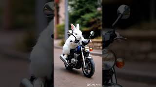 A Rabbit drive motercycle ai rabbit sortfeed trending sortbeta animals aiartwork cute hike [upl. by Ahsiekar63]