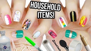 10 Nail Art Designs Using HOUSEHOLD ITEMS  The Ultimate Guide 6 [upl. by Oirrad139]