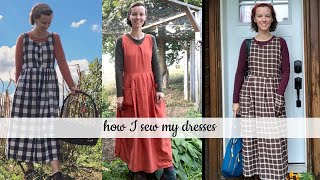 how I sew my dresses using a SELF DRAFTED pattern Homemadeclothes dressmaking modestdress [upl. by Yvehc]