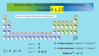 4str23 Określ z ilu protonów neutronów i elektronów jest zbudowany atom pierwiastka chemicznego [upl. by Nellir]