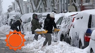 Major noreaster blasts New York City with snow and high winds  AccuWeather [upl. by Haughay858]