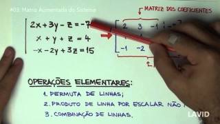 Álgebra Matricial  03  Matriz Aumentada do Sistema [upl. by Athalee]