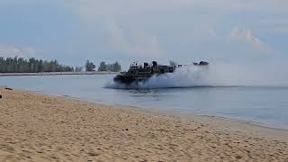 US Navy Hovercraft LCAC landing on Terengganu beach [upl. by Atinhoj]